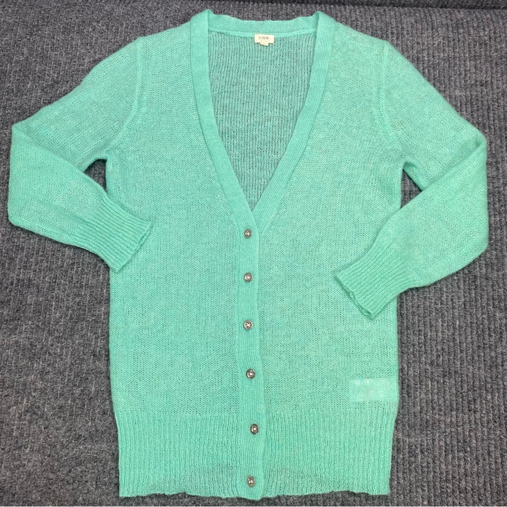 J. Crew Mohair Cardigan Sweater in Mint Green Size XS